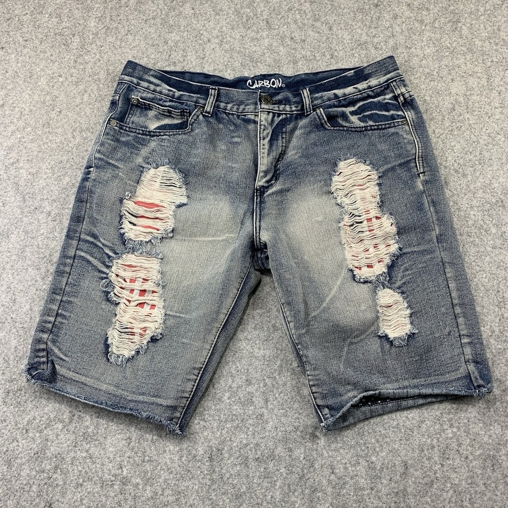 Carbon Jean Shorts US Flag with Distressed Details Mens Size 36